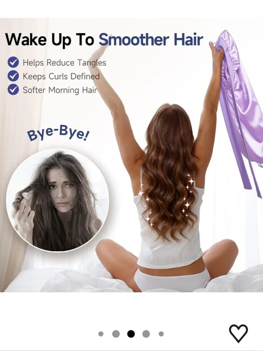 Umisleep 22 Momme Mulberry Silk Lined Bonnet Long Hair Lavender